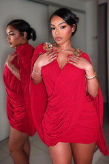 Olympia Draped Cape Mini Dress