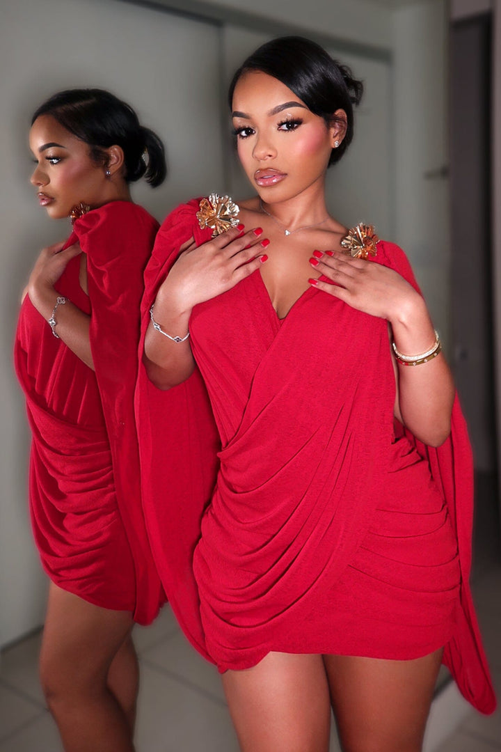 Olympia Draped Cape Mini Dress
