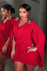 Olympia Draped Cape Mini Dress