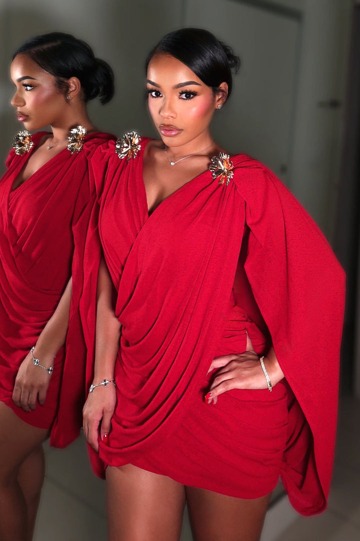 Olympia Draped Cape Mini Dress