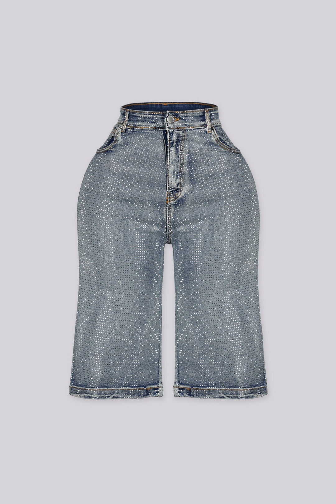 Rhinestone embellished denim bermuda shorts