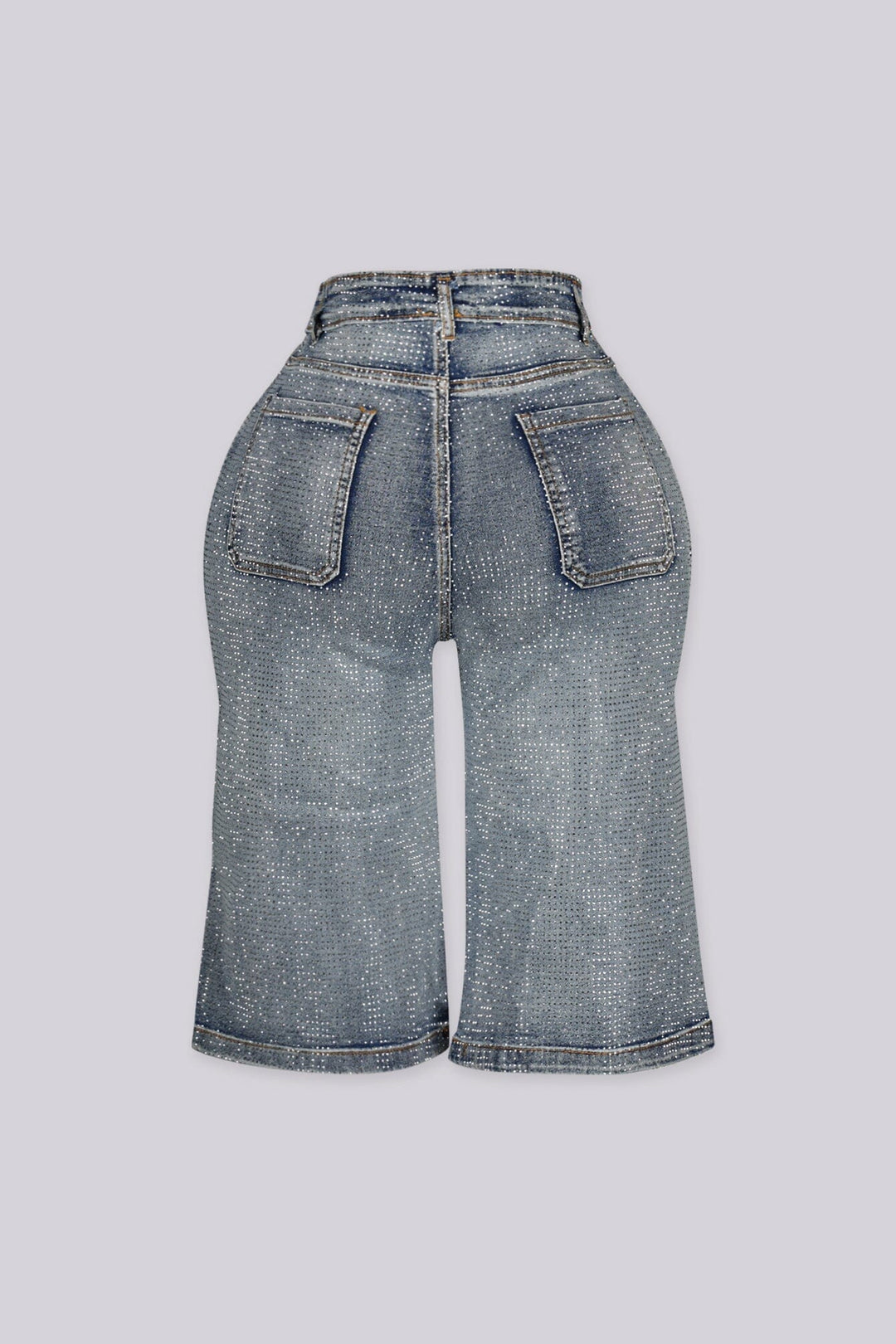 Rhinestone embellished denim bermuda shorts