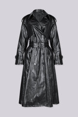 Ankle length double breasted trench coat with collared detail and shoulder epaulettes