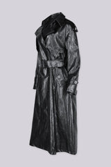 Oriel Faux Leather Belted Trench Coat