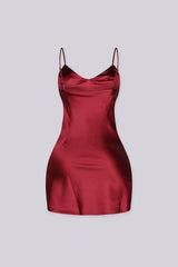 Paloma Cowl Neck Satin Mini Dress
