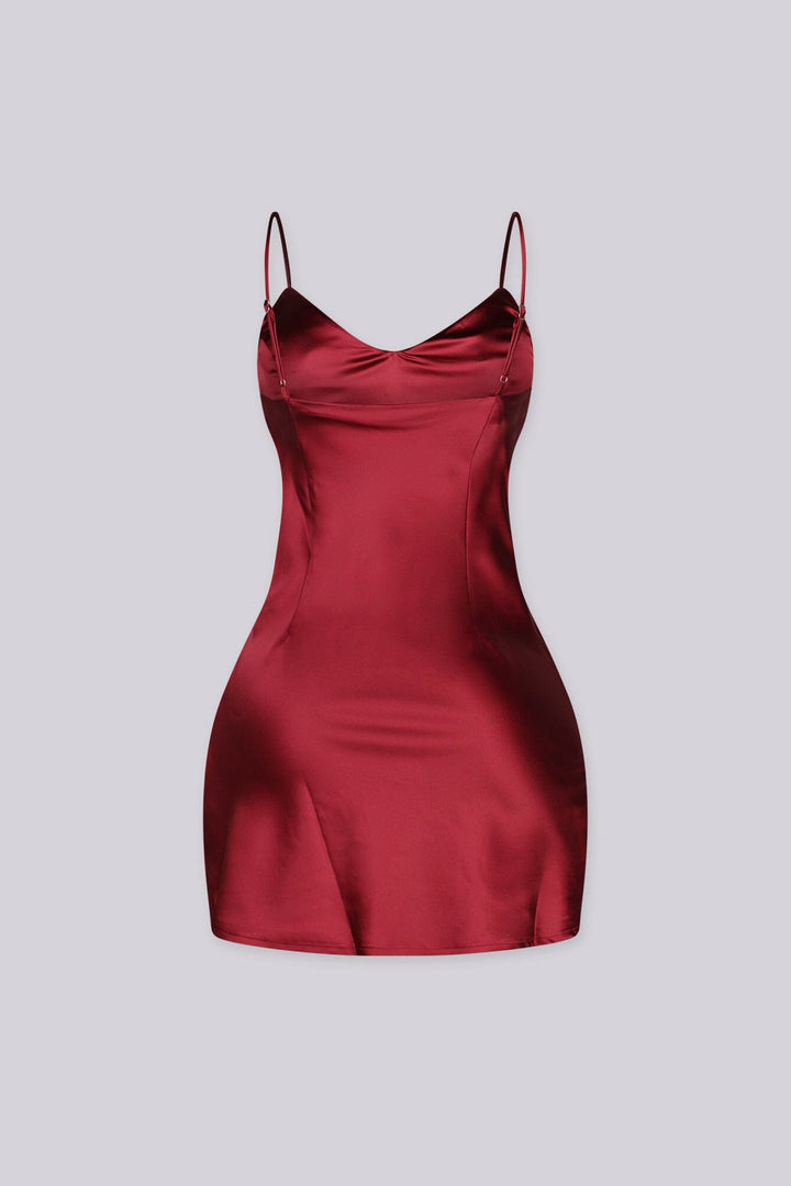 Paloma Cowl Neck Satin Mini Dress
