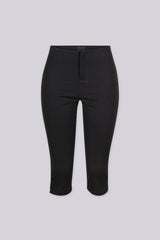 High waisted tailored capri pants with tapered leg
