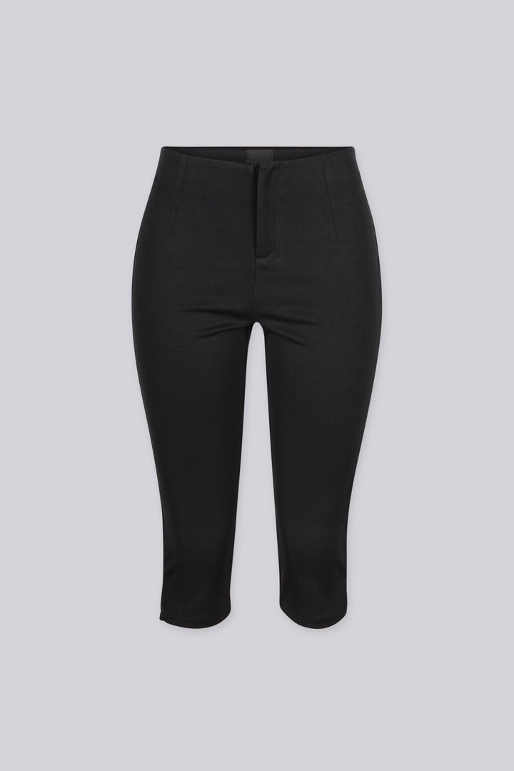 High waisted tailored capri pants with tapered leg