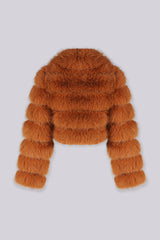 Philippa Faux Fur Paneled Cropped Jacket