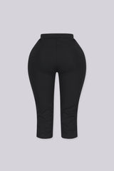 High waisted capri pants with front seam detail and side slit, Slip on closure