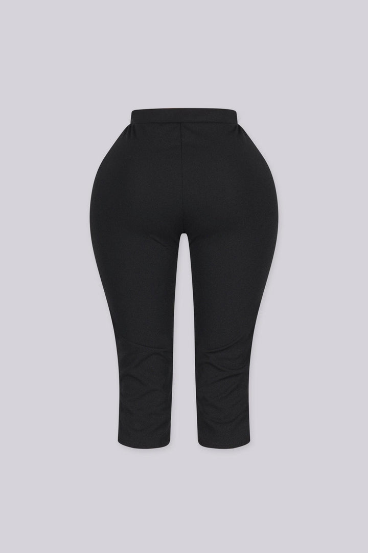 High waisted capri pants with front seam detail and side slit, Slip on closure