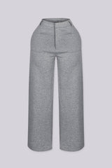 High rise wide leg pants with slight barrel silhouette and side pockets