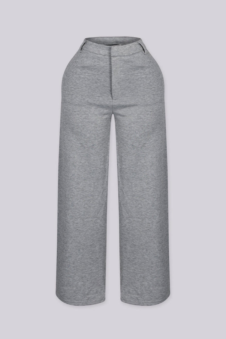 High rise wide leg pants with slight barrel silhouette and side pockets
