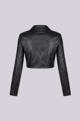 Porcelain Faux Leather Moto Jacket