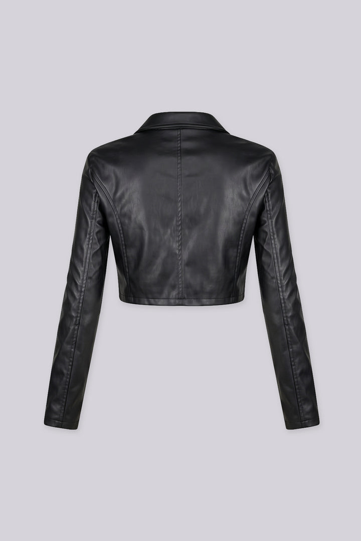 Porcelain Faux Leather Moto Jacket