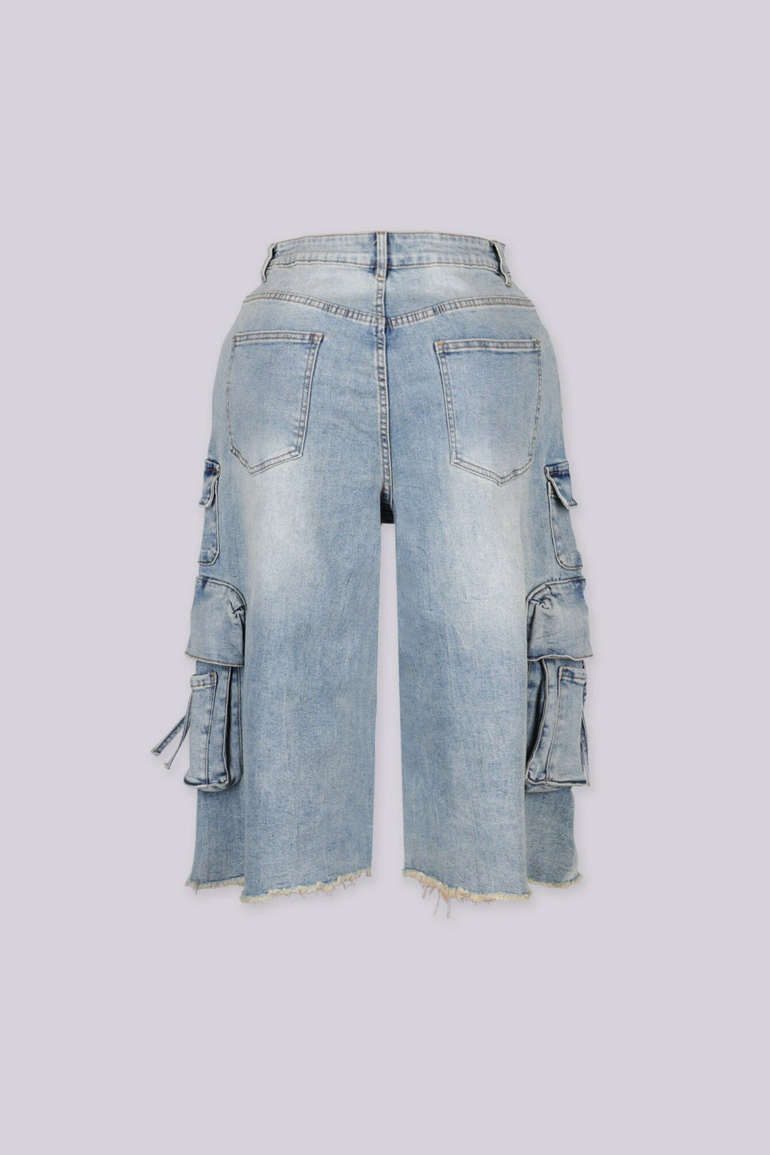 Quarry Light Wash Cargo Denim Capri Pants