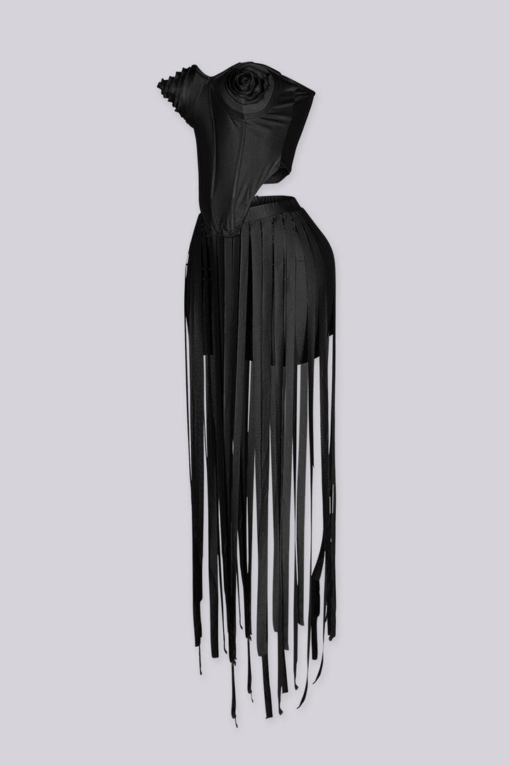 Rosalind Rosette Corset Top &amp; Fringe Skirt SET