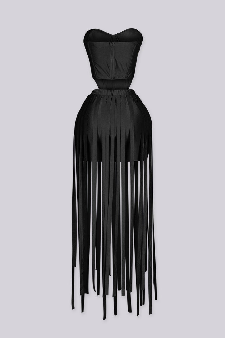 Rosalind Rosette Corset Top &amp; Fringe Skirt SET