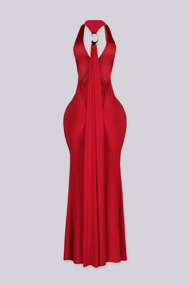 Rosario Draped V Neck Maxi Dress