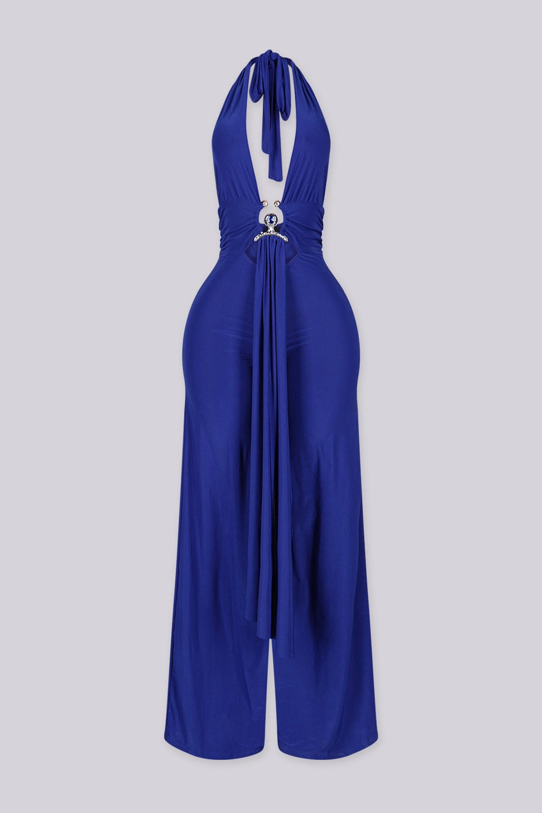 EDGE — royal ring halter jumpsuit, front view flat lay