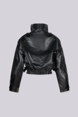 Run It Back Asymmetric Faux Leather Cropped Jacket