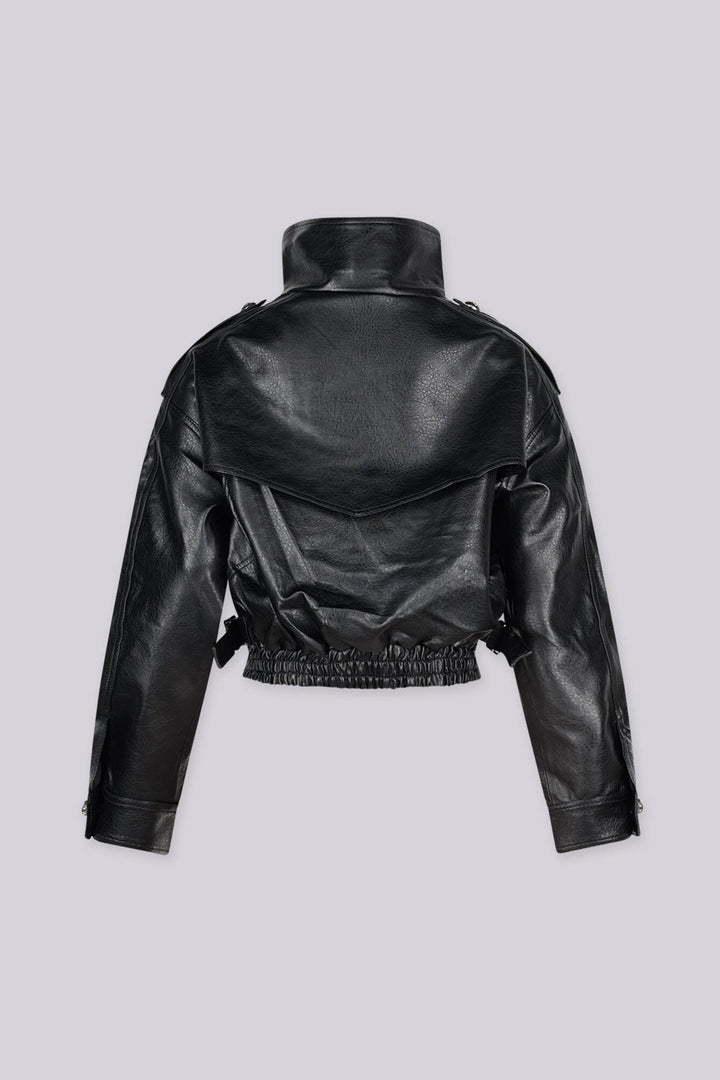 Run It Back Asymmetric Faux Leather Cropped Jacket