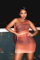 scarf mini dress ombre mesh ruched