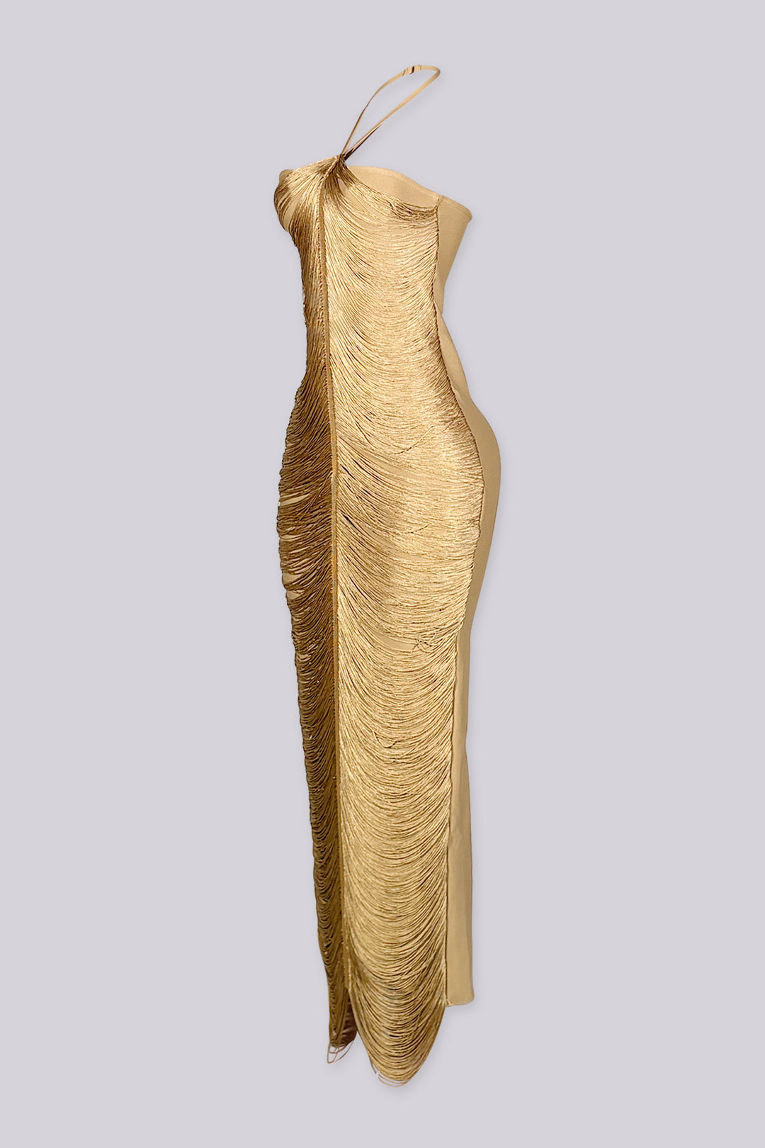 Selkie Fringe Drape Midi Dress