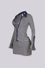 Shore Thing Striped Collared Top, Bralette &amp; Skirt SET