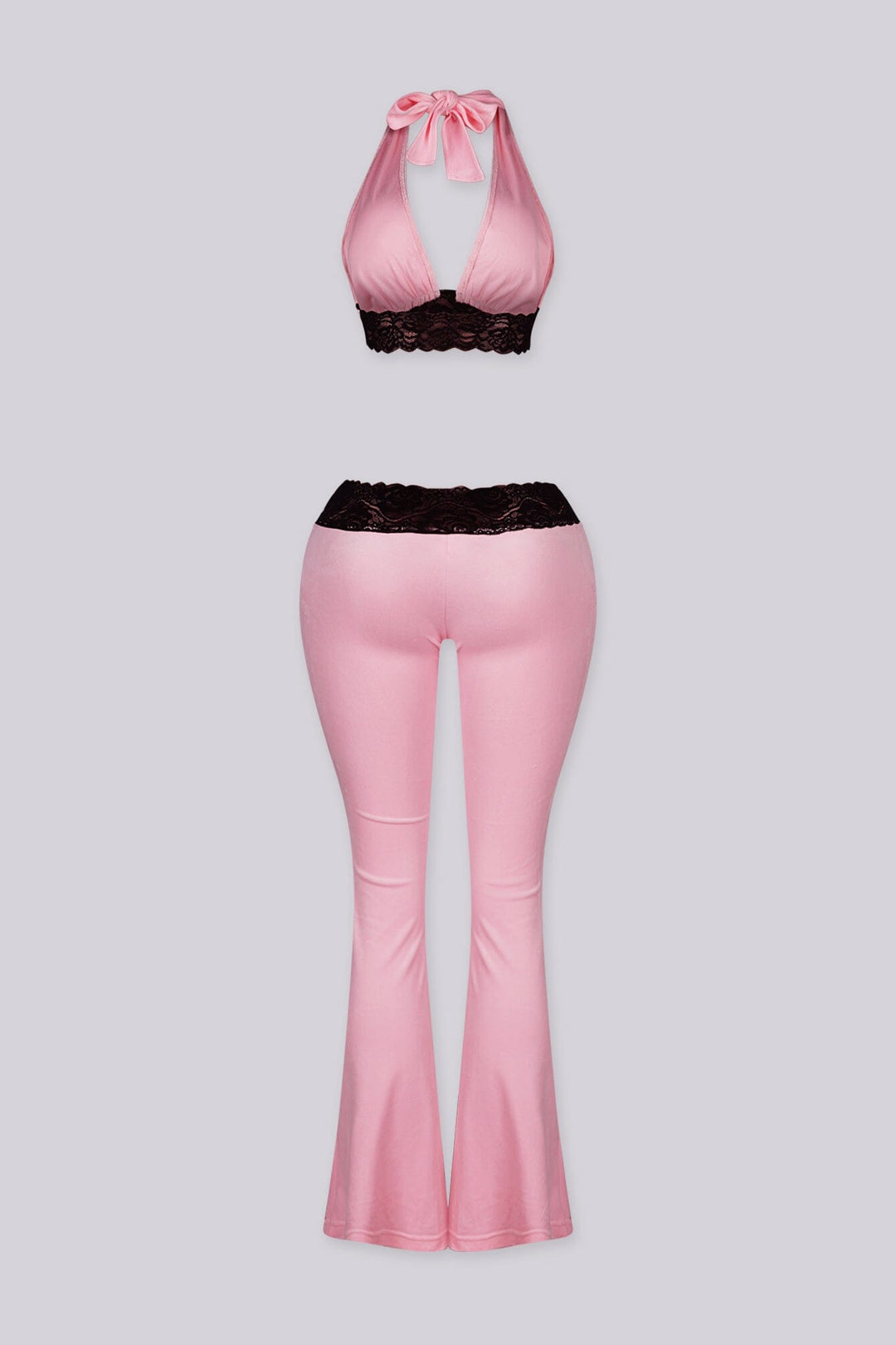 Soft Launch Lace Halter Top &amp; Flare Pants SET