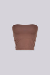 Smooth strapless straight neckline tube top, Slip on closure