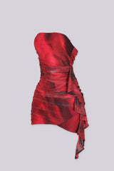 Mesh tube top fitted mini dress with a scattered crystal rhinestone finish throughout