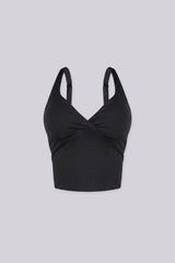 Cropped tank top featuring a flattering sweetheart neckline and padded bustier with adjustable straps