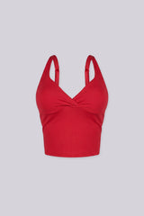 Cropped tank top featuring a flattering sweetheart neckline and padded bustier with adjustable straps