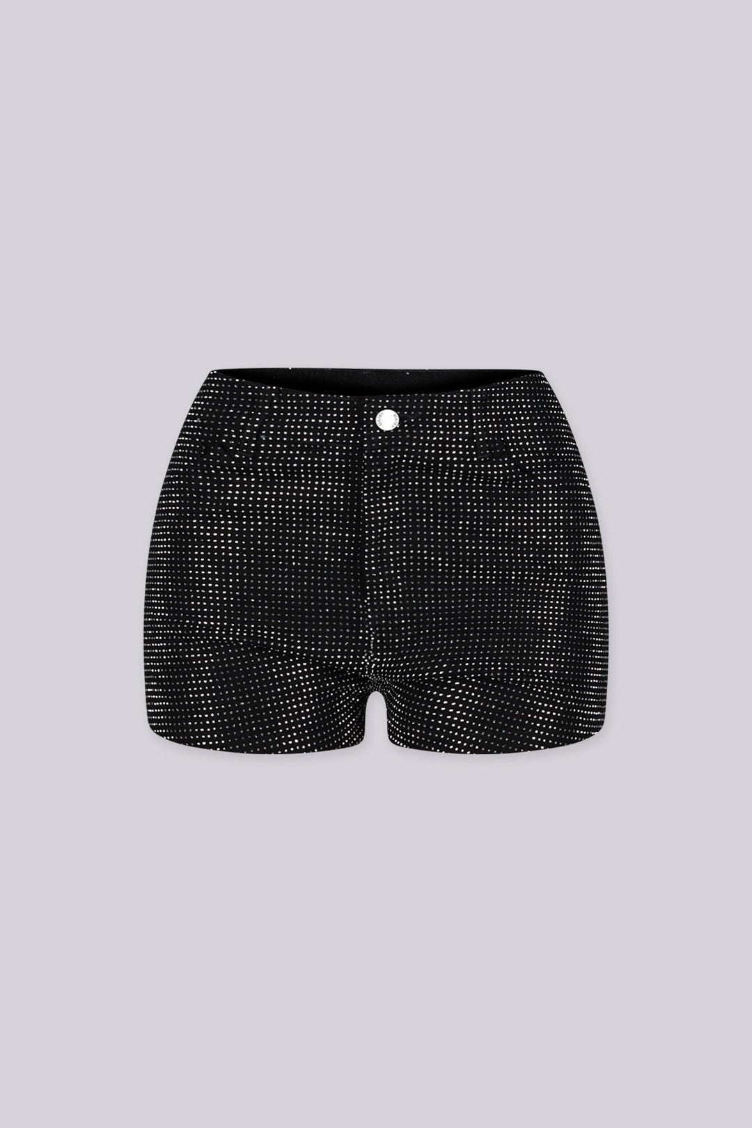 High rise mini shorts with rhinestone studs detailing throughout