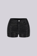 High rise mini shorts with rhinestone studs detailing throughout
