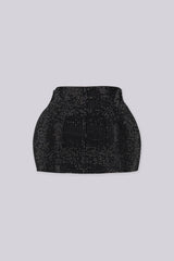High rise mini skirt with rhinestone studs detailing throughout