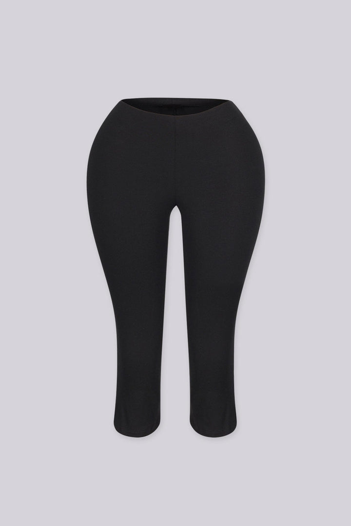 Stretch knit capri pants with elasticated waistband, Slim straight leg with side slit at hem