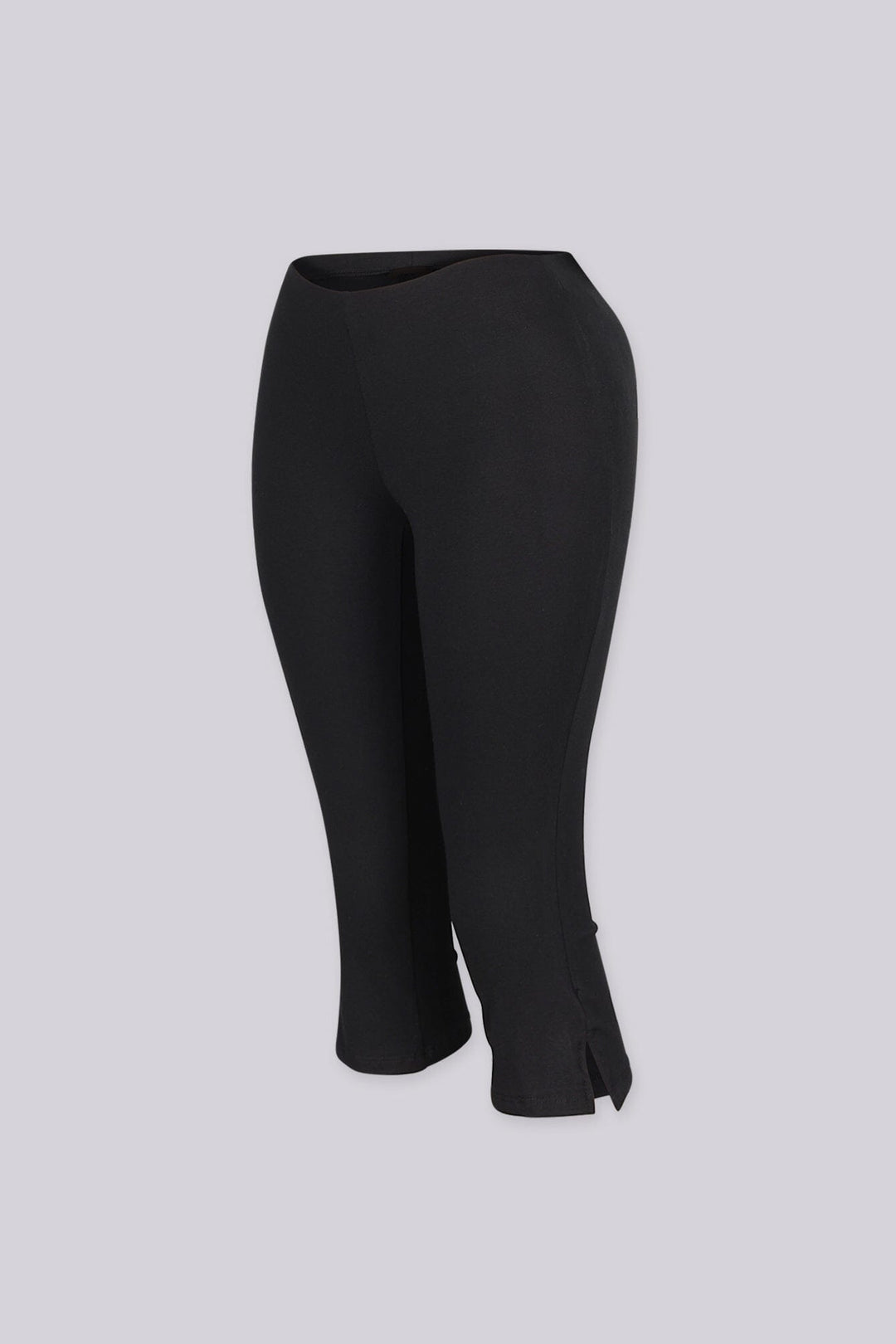Stretch knit capri pants with elasticated waistband, Slim straight leg with side slit at hem