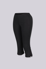 Stretch knit capri pants with elasticated waistband, Slim straight leg with side slit at hem