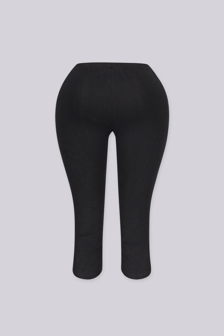 Stretch knit capri pants with elasticated waistband, Slim straight leg with side slit at hem
