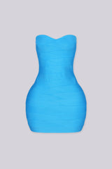 Sweetheart neckline tube body con mini dress, aqua front view