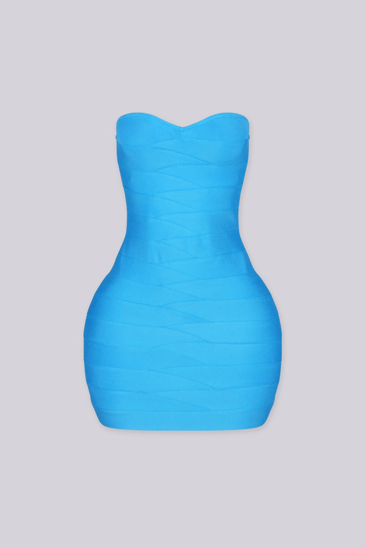 Sweetheart neckline tube body con mini dress, aqua front view
