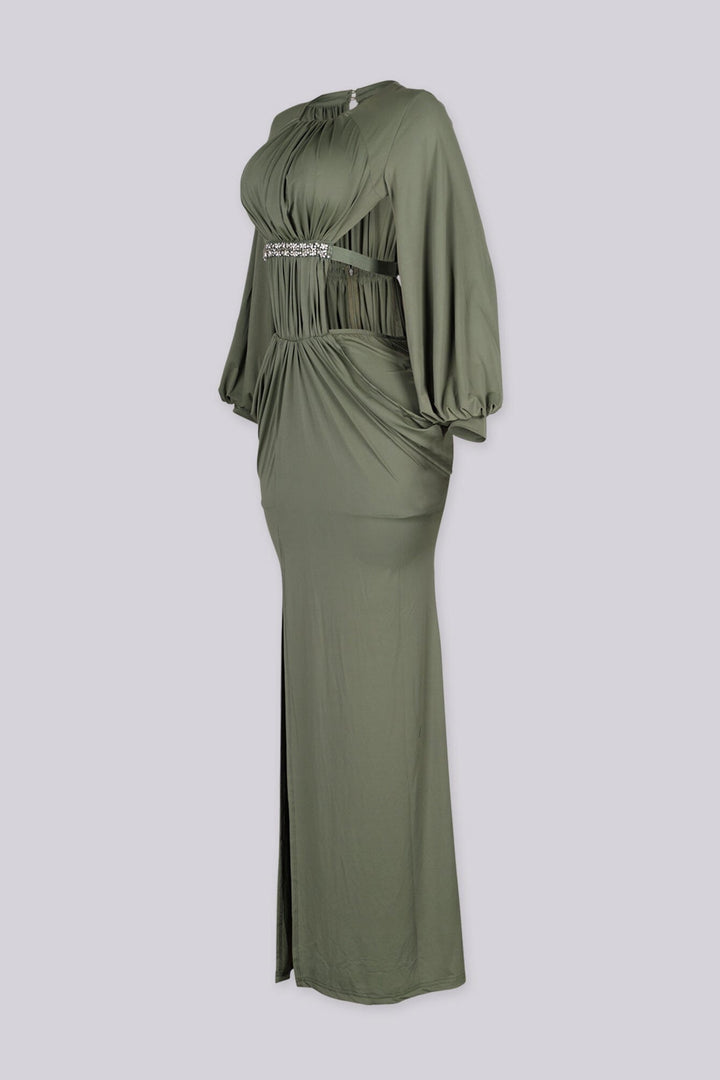 Tamsin Cutout Draped Slit Maxi Dress