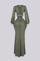 Tamsin Cutout Draped Slit Maxi Dress