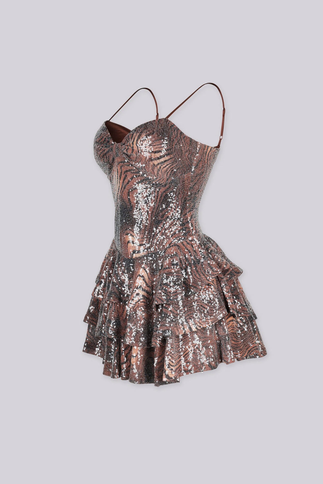 Tigress Sequin Swirl Tiered Mini Dress
