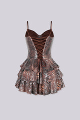 Tigress Sequin Swirl Tiered Mini Dress
