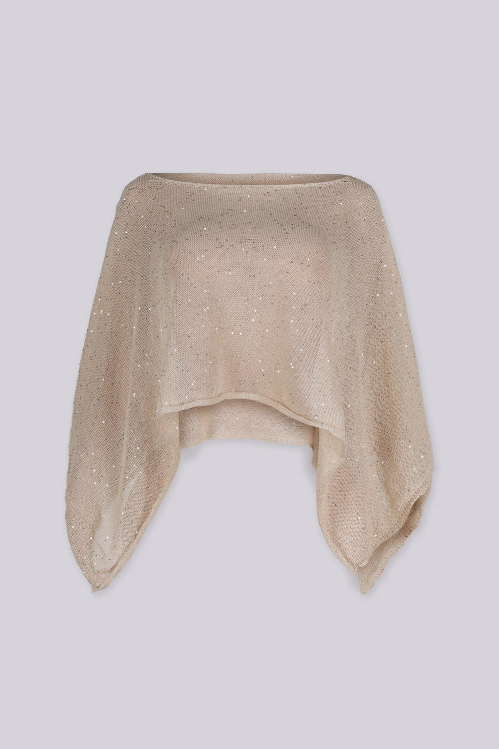 Lightweight sheer knit oversized Poncho with allover sparkle flecks throughout