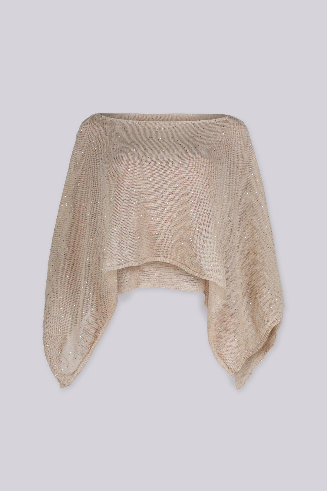 Lightweight sheer knit oversized Poncho with allover sparkle flecks throughout