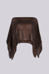 Lightweight sheer knit oversized Poncho with allover sparkle flecks throughout